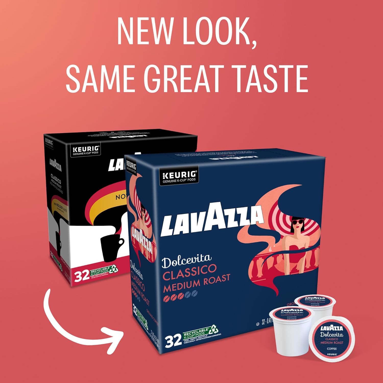 Lavazza Espresso, Single-Serve Keurig K-Cup Pods, Medium Roast Coffee, 32-Count Box