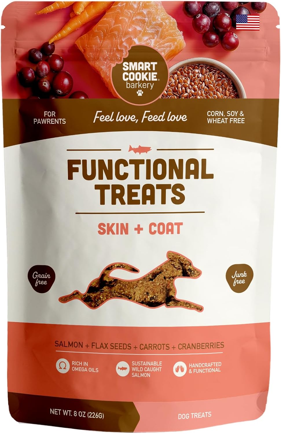 Smart Cookie All Natural Dog Treats - Healthy Hip and Joint Chicken Dog Biscuits with Glucosamine - Ideal for Senior Dogs and Sensitive Stomachs - Dehydrated, Crunchy, Human-Grade, Made in USA - 8oz