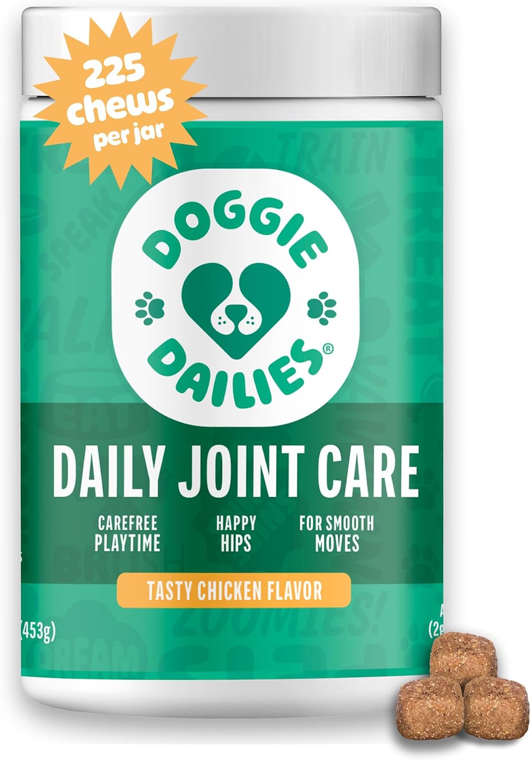 Doggie Dailies Hip & Joint Chews for Dogs, Chicken, All Breeds, 225 Count | Glucosamine & Chondroitin Supplement, Supports Joint Health & Mobility, Soft Chews for Dogs of All Breeds & Sizes