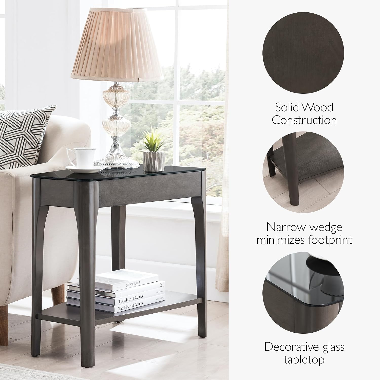 Leick Home Delton Wedge End Table, 17", Sienna