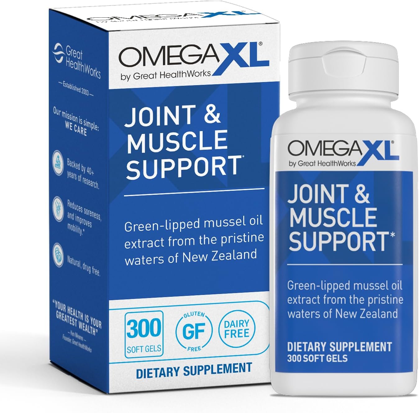 OmegaXL Joint Support Supplement, 60 Count | Green Lipped Mussel Oil, Soft Gel Pill, Natural Joint and Muscle Support Supplement, Clinically Supported, Non-GMO, Drug-Free