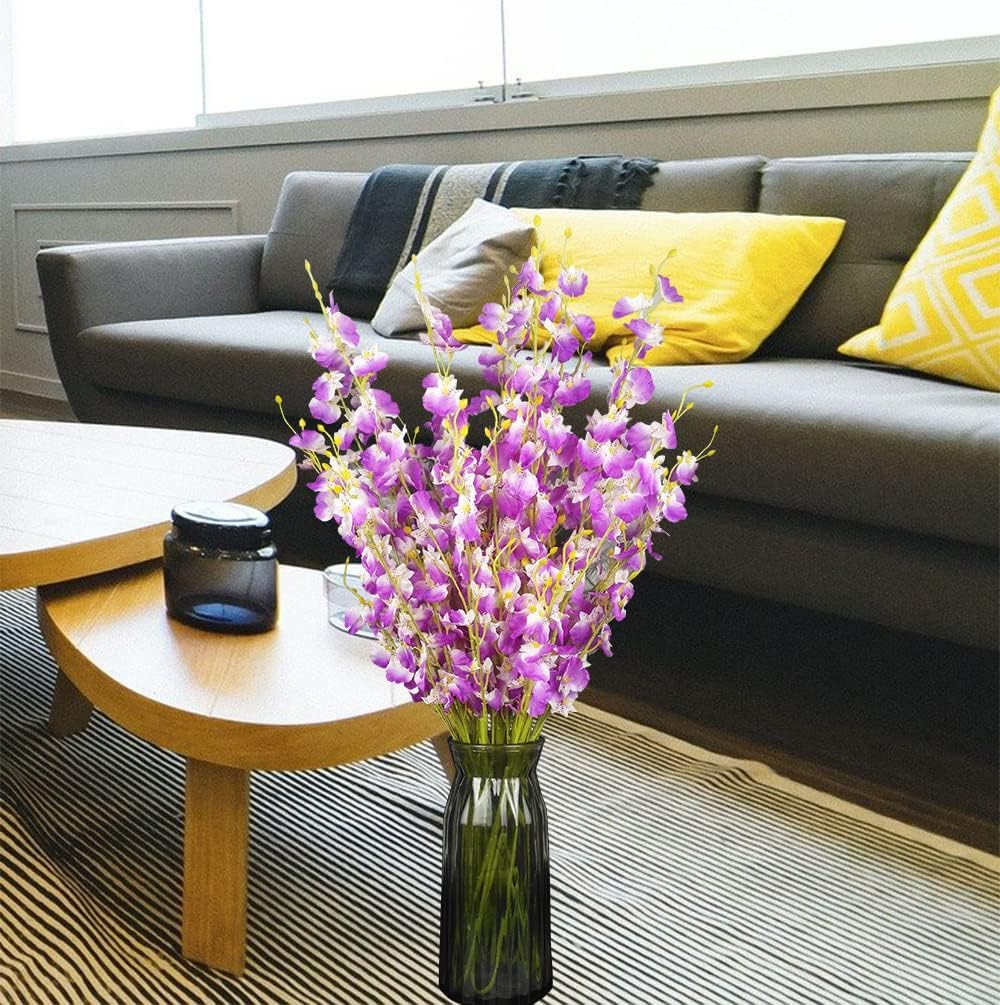 Yellow Artificial Flowers Orchids Silk Fake Flowers in Bulk, 12 Pcs (Each 38.5”), for Wedding Festive Party Home Office Decoration, No Include Vase