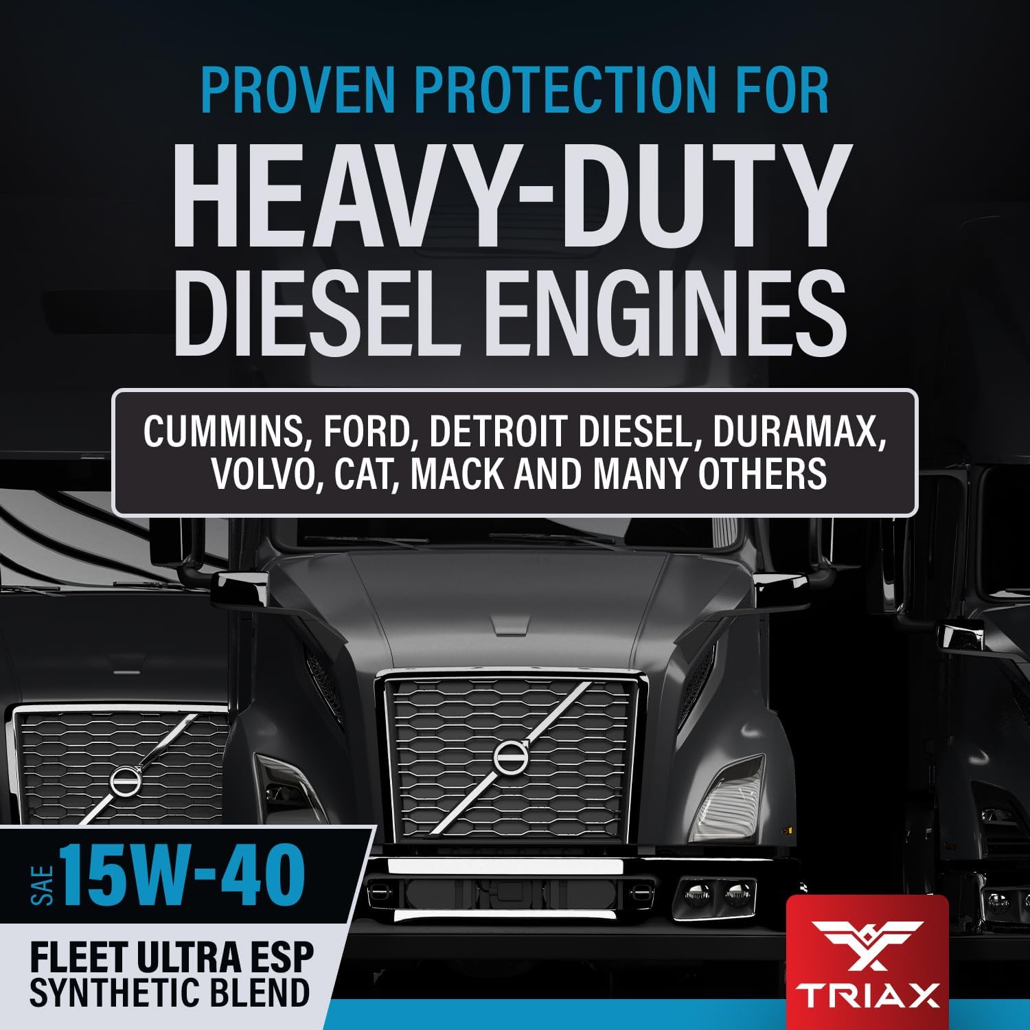 TRIAX Fleet Ultra 15W-40 CK-4 API Licensed Synthetic Blend, Moly and Boron Performance Boosted, Heavy Duty Diesel Engine Oil