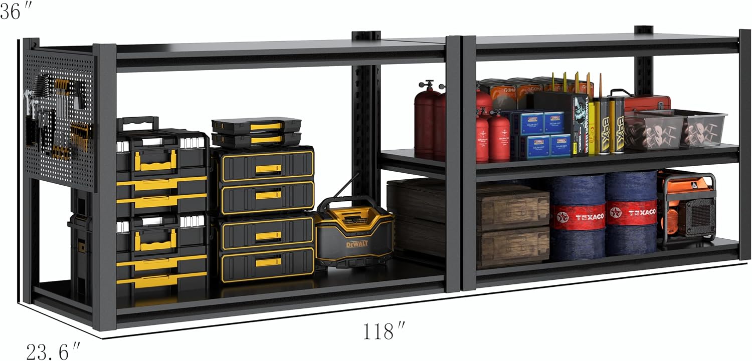 Work Bench with Pegboard,Heavy Duty 3000lbs Capacity Workbench Adjustable Shelves,Work Table for Garage Warehouse47.2 H*47.09" W*19" D