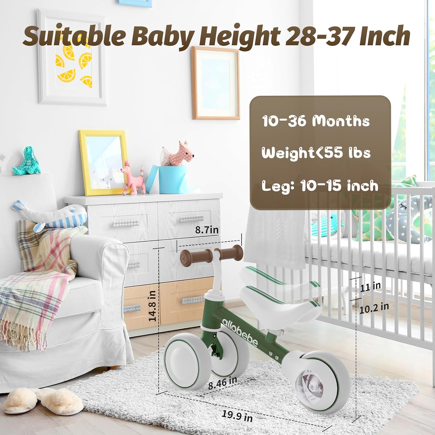 Baby Balance Bike, Cute Toddler Bikes 12-36 Months Gifts for 1 Year Old Girl Bike to Train Baby from Standing to Running with Adjustable Seat Silent & Soft 3 Wheels