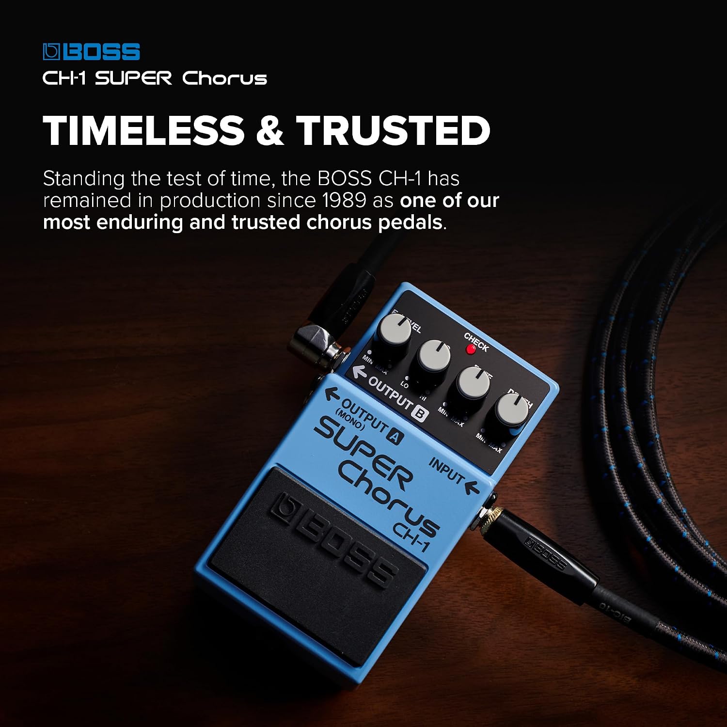 BOSS CH-1 SUPER Chorus | Classic Compact Chorus Effects Pedal | Cystal-Clear Tone for Guitar & Keyboards | Versatile Sound Shaping | Mono & Stereo