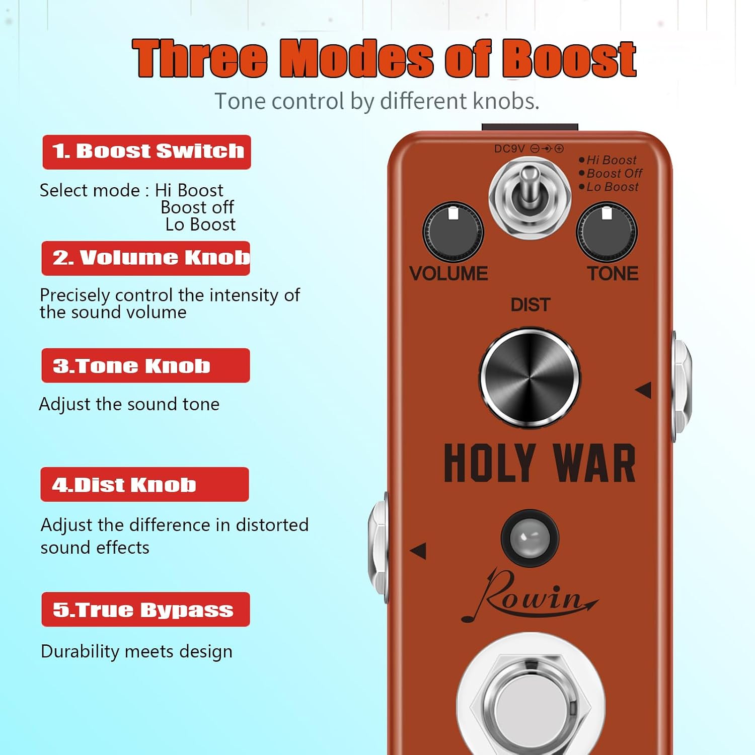 Vintage Vacuum Bluesy Guitar Effect Pedal,Electric Guitar Effect Sound Low Key Mild Clipping