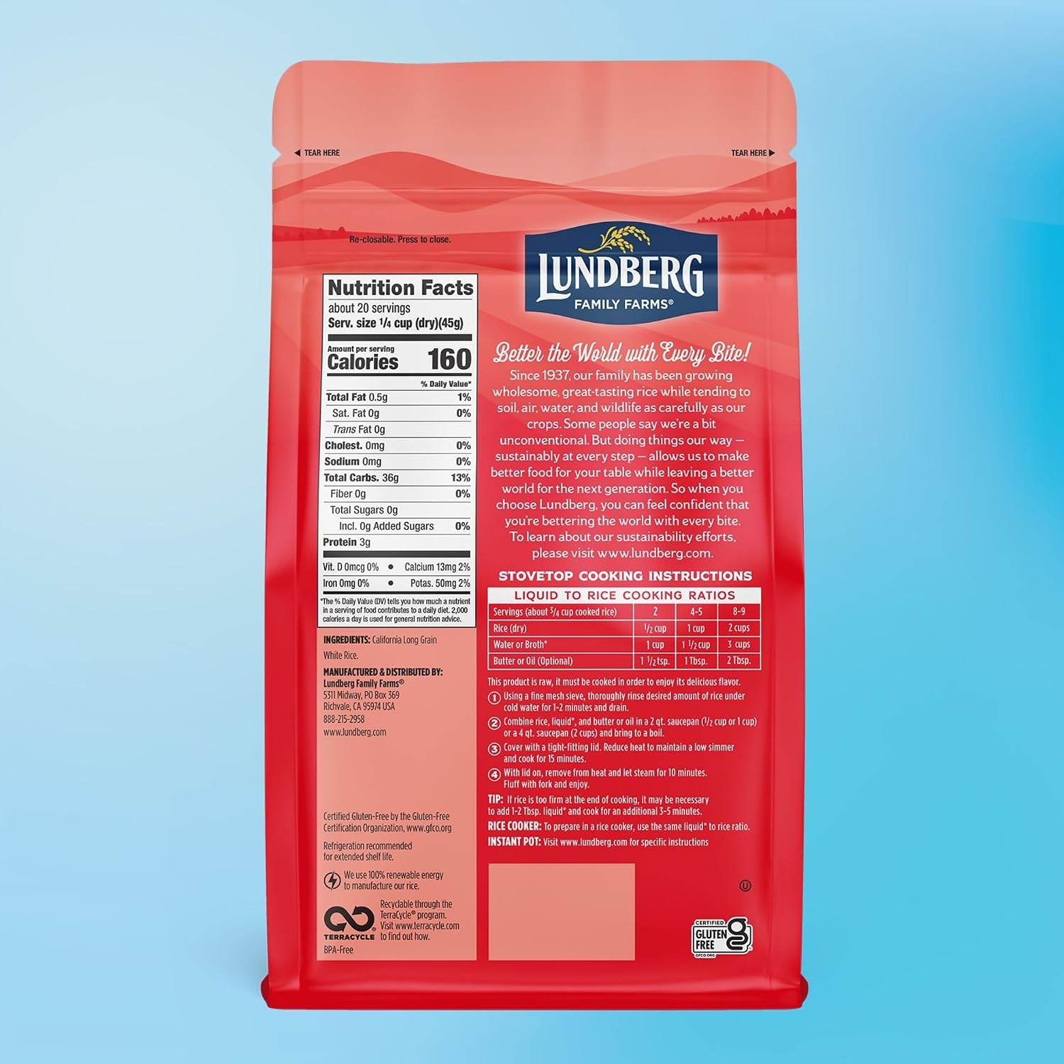 Lundberg Basmati Rice, Long Grain White Rice - Non-Sticky, Fluffy, Nutty, Aromatic Rice, Vegan Food, Healthy Meals, Gluten-Free Rice Grown in California, 32 Oz