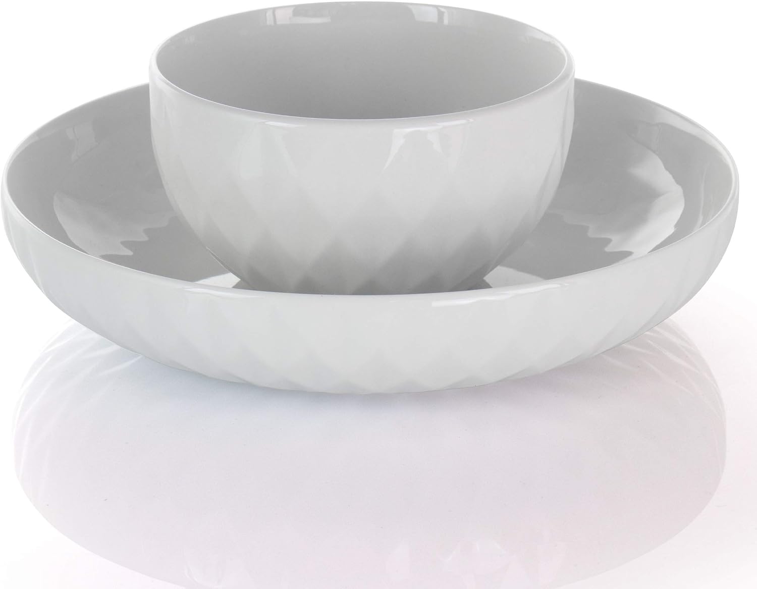 Elama White Porcelain Dish Dinnerware Set, 18 Piece, Newman