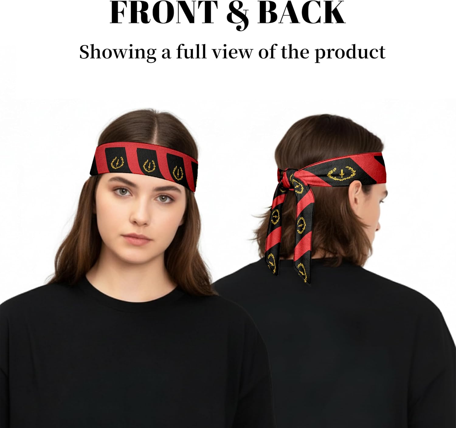 Tie Headbands for Men Women,Pattern Gymwrap,Gym Workout Adjustable Non-Slip Sweatbands for Running,40 X 2.4In