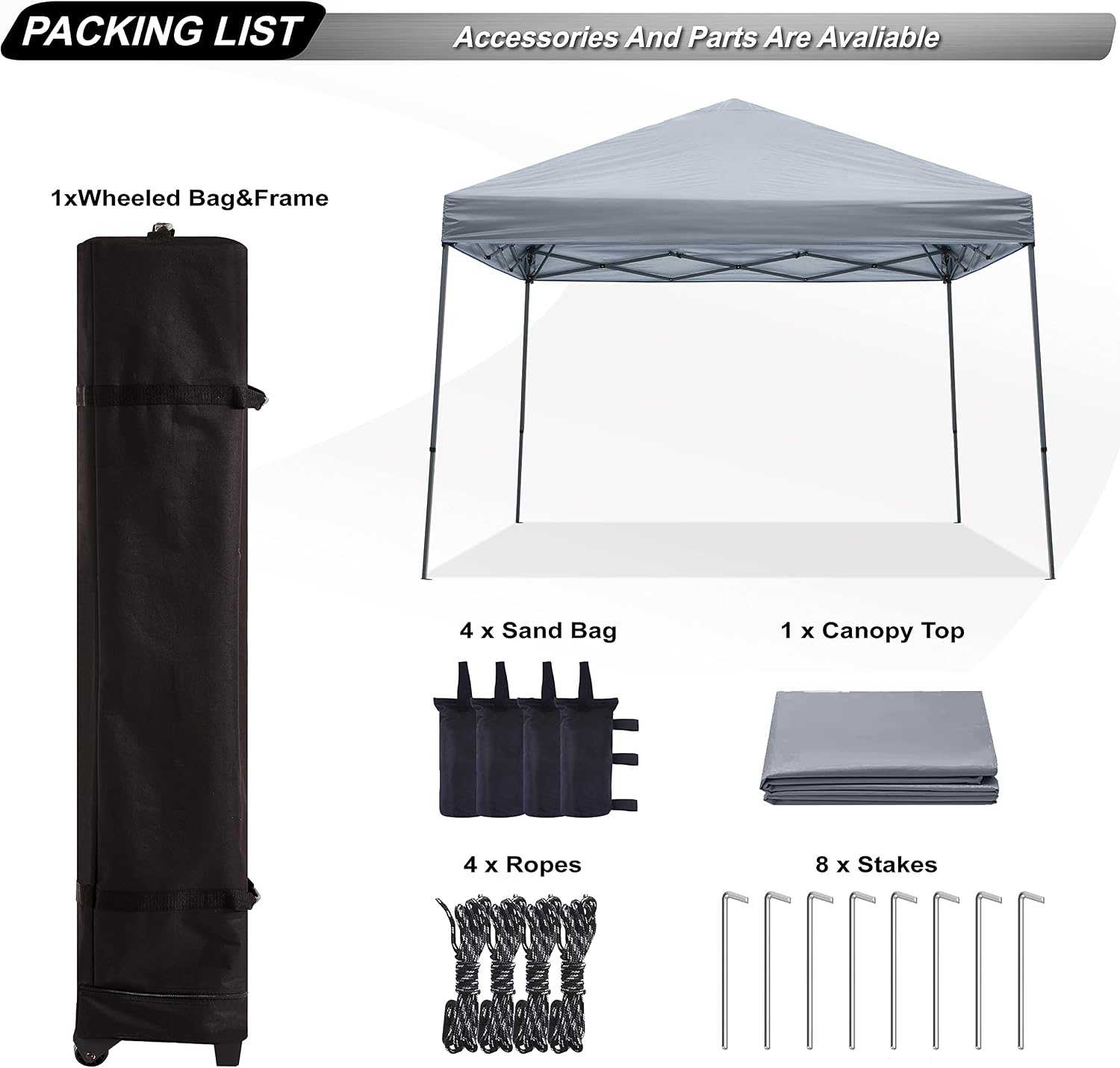 ABCCANOPY 11x11 Pop Up Canopy Tent, Stable Slant Leg Outdoor Shade, Black