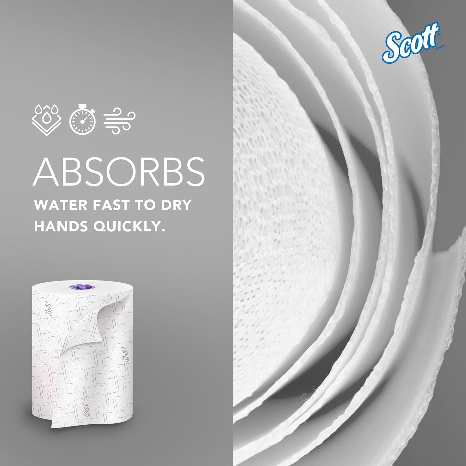 Scott Professional Hard Roll Paper Towels, Bulk, 6 Rolls x 950' (02001) | Purple Core, High-Capacity, Elevated Design, Absorbency Pockets, White, Plus Tier, Compatible with Scott Essential Dispensers