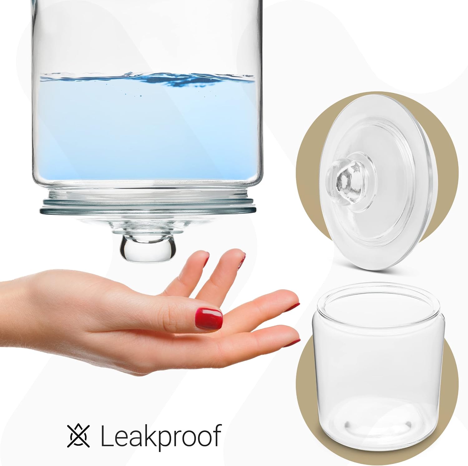 Le’raze 3pc Canister Sets for Kitchen Counter + Labels & Marker - Glass Cookie Jars with Airtight Lids - Food Storage Containers with Lids