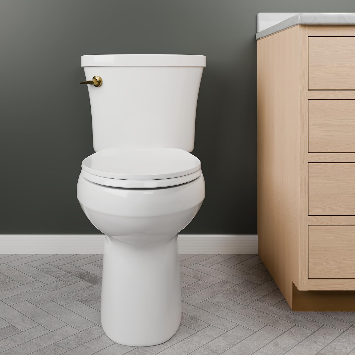 Mayfair Caswell Modern Slow Close Toilet Seat, Durable Plastic, Elongated, White