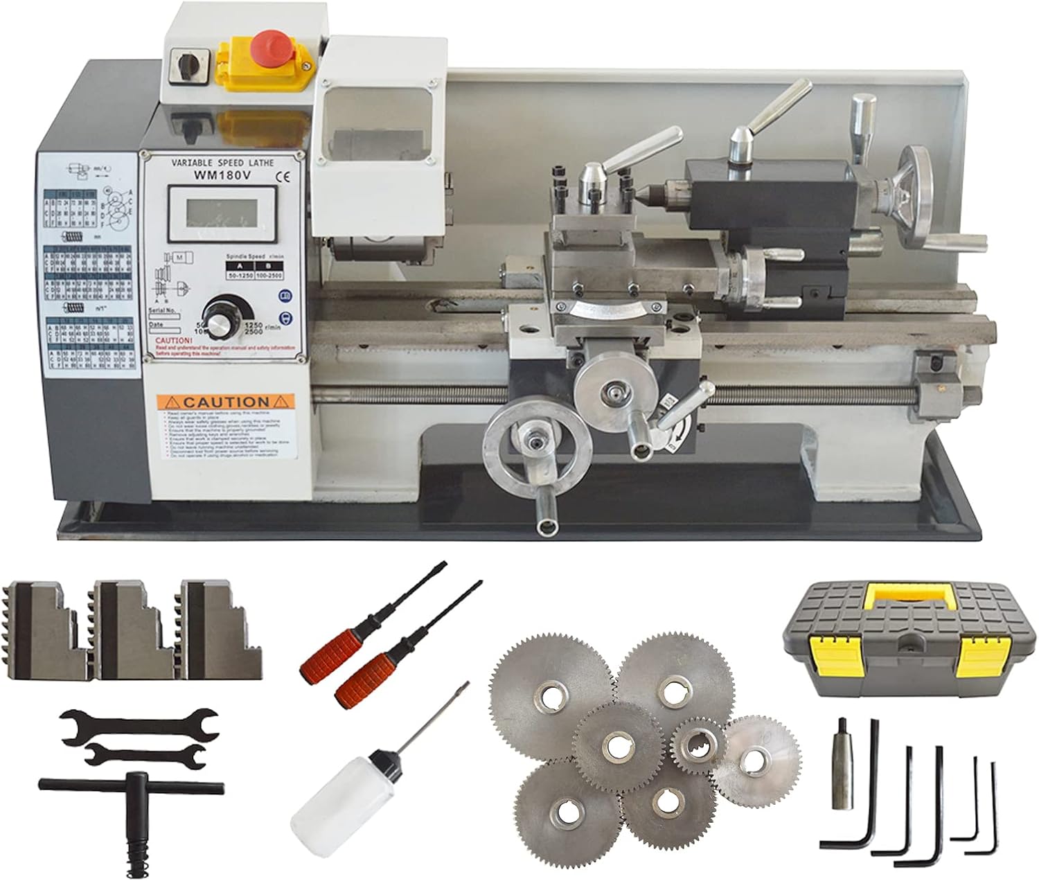 TECHTONGDA Metal Lathe Mini Precision Bench Lathe Inch Thread 600W Brushless Motor DIY Turning Machine DIY Mini Lathe