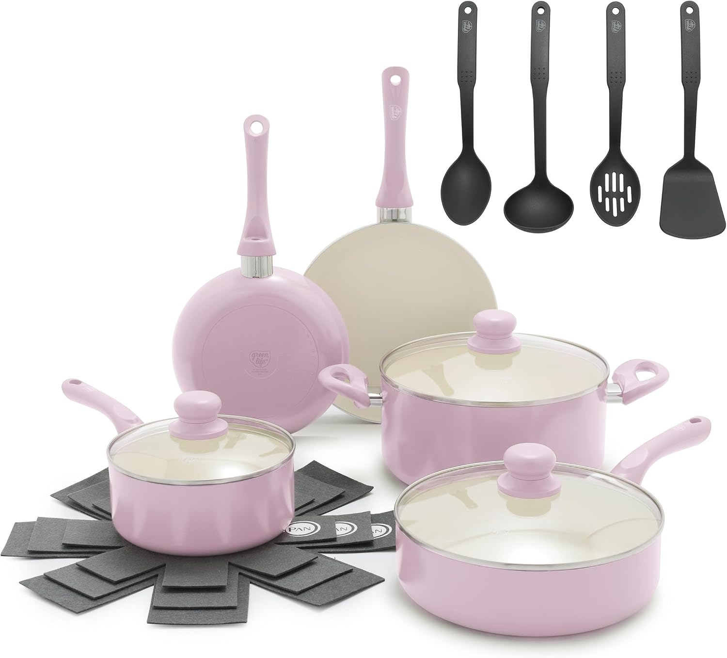 GreenLife 16 Piece Ceramic Nonstick Pots & Pans Cookware Set, Turquoise | PFAS-Free Ceramic Nonstick, Stockpot, Frying Pans, Saucepans, Sauté Pan, Stay-Cool Handles, Dishwasher & Oven Safe up to 350F