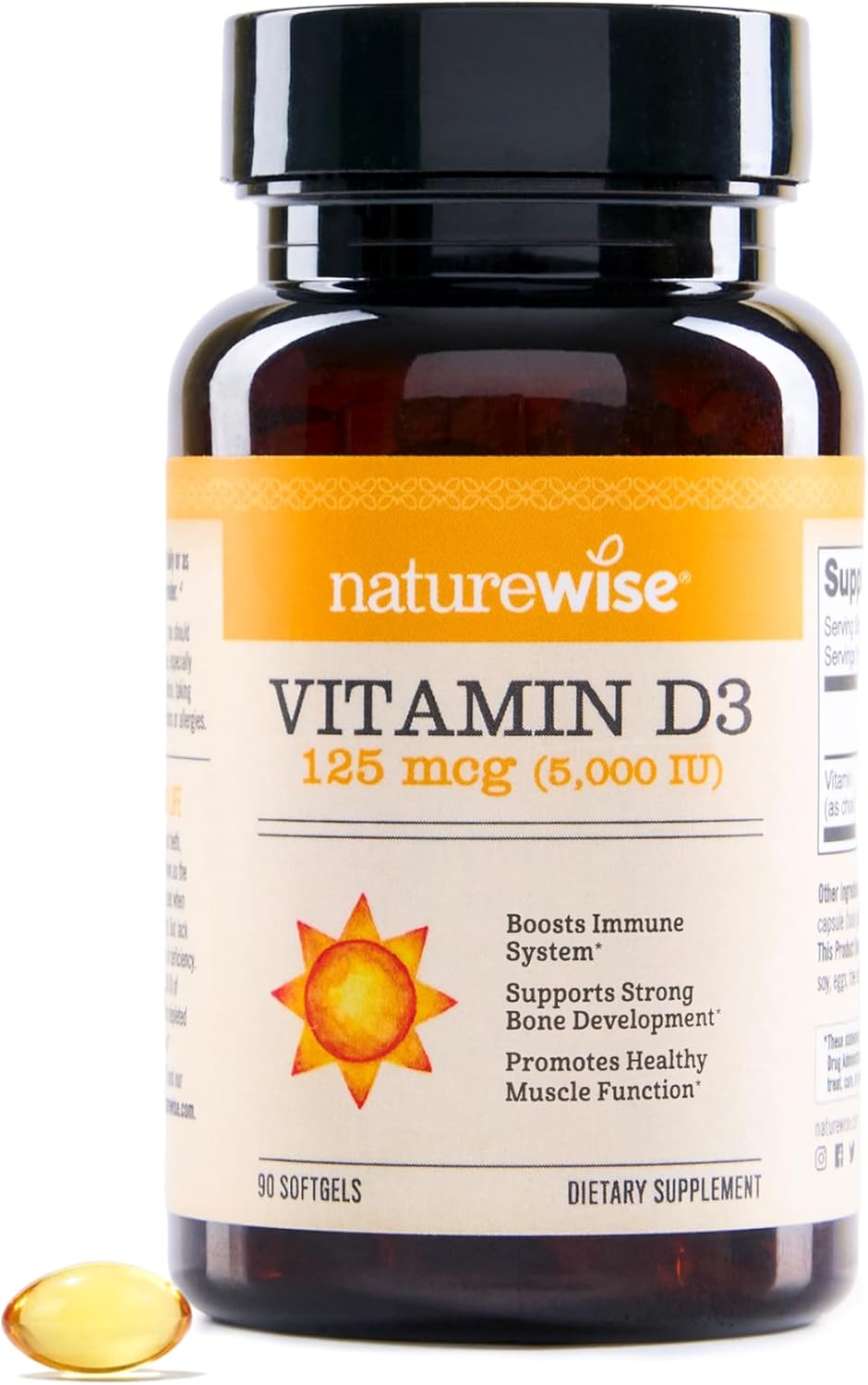 NatureWise Vitamin D3 5000IU Supplement, Immune Support, 360 Mini Softgels