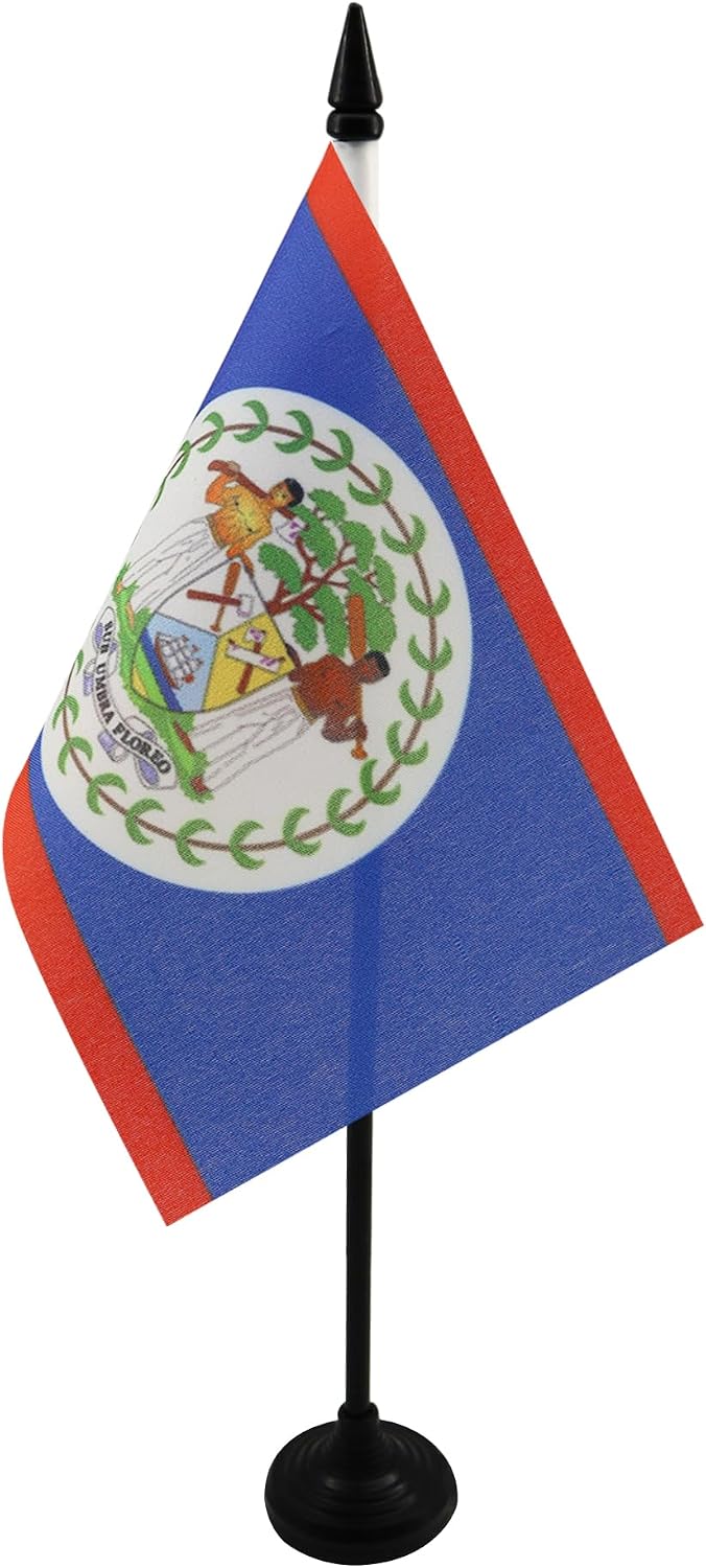 AZ FLAG Nicaragua Table Flag 4x6 in 100D Polyester Plastic Base | Indoor use Nicaraguan 15x10 cm desk flag stitched finish with reinforced edges with plastic pole
