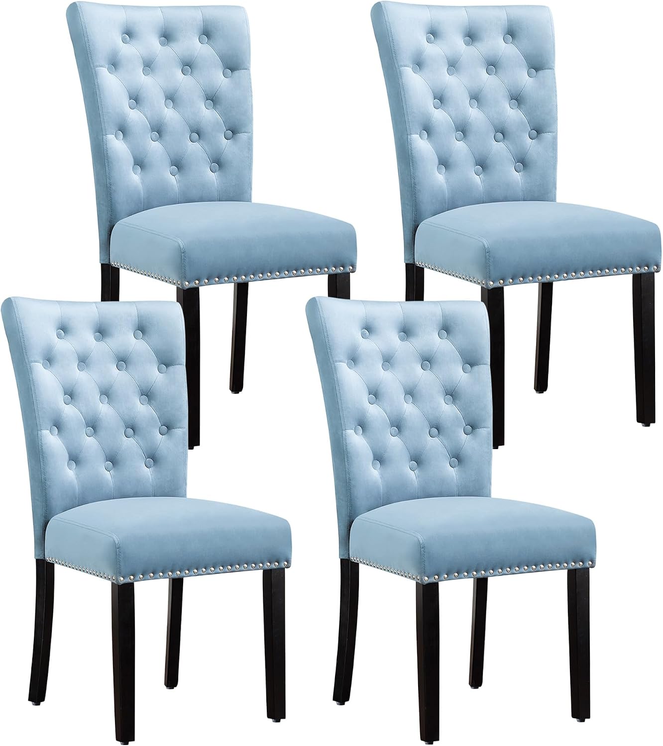 adochr Velvet Dining Chairs Set of 2, Parsons Kitchen Chair, Blue