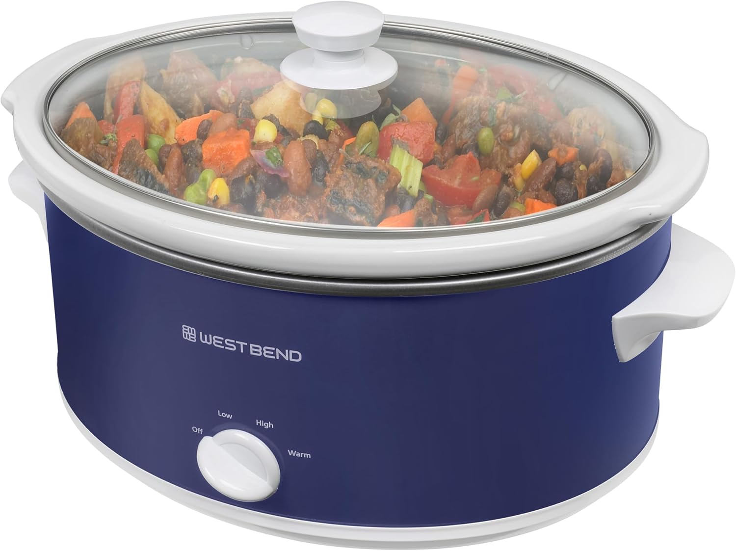 West Bend Slow Cooker 6-Quart Manual Crockery Style with Dishwasher Safe Oval Ceramic Crockpot and Glass Lid Two Temperature Settings Plus Keep Warm, 330-Watts, Black