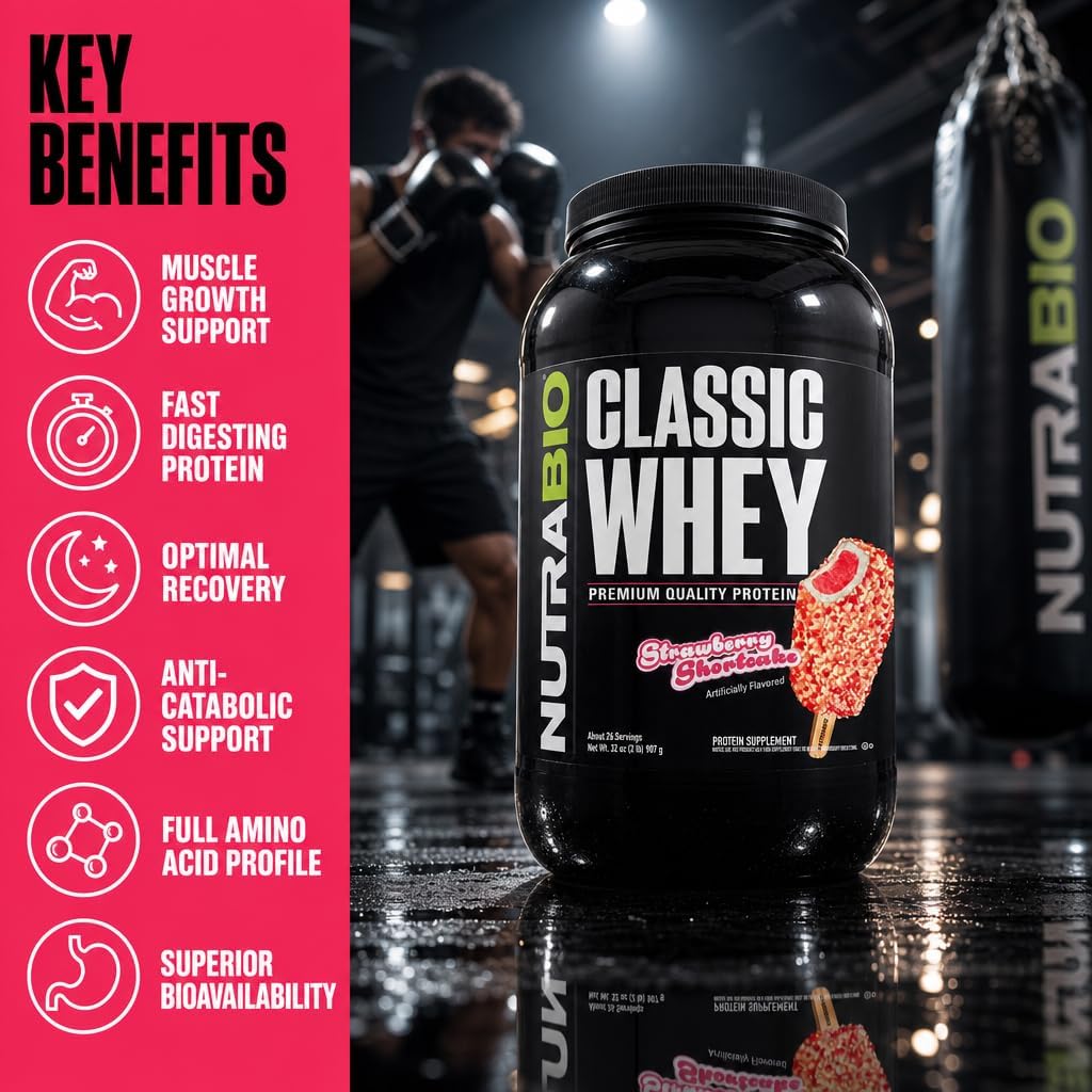 NutraBio Classic Whey Protein Powder- 25G of Protein Per Scoop - No Fillers, Artificial Colors, Preservatives - Chocolate Milkshake, 2 Pounds