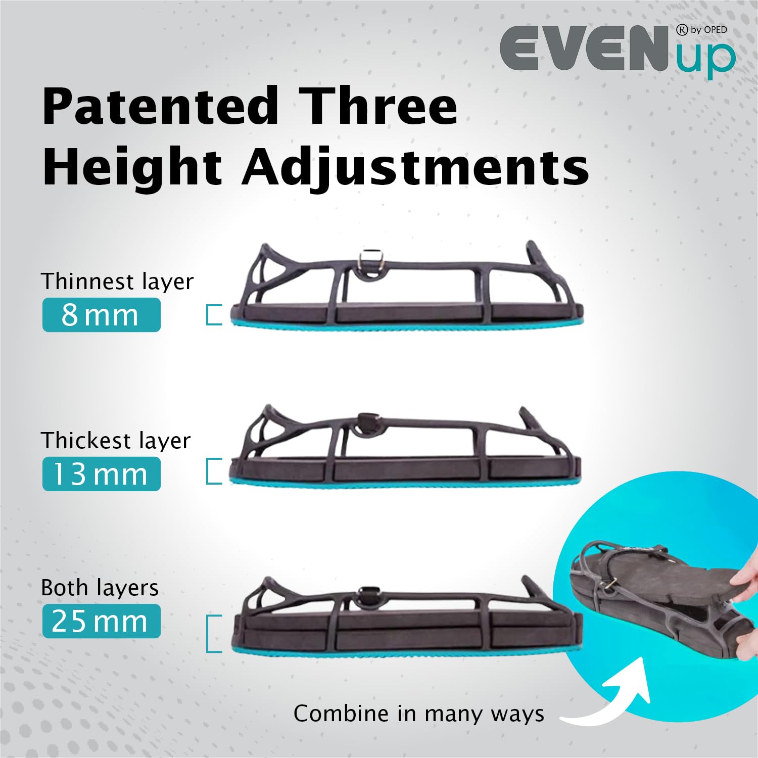 EVENup - Shoe Lift for Walking Boot I Kids' Size X-Small I Shoe Balancer for Use with Fracture Boots or Leg Length Discrepancy I 3 Adjustable