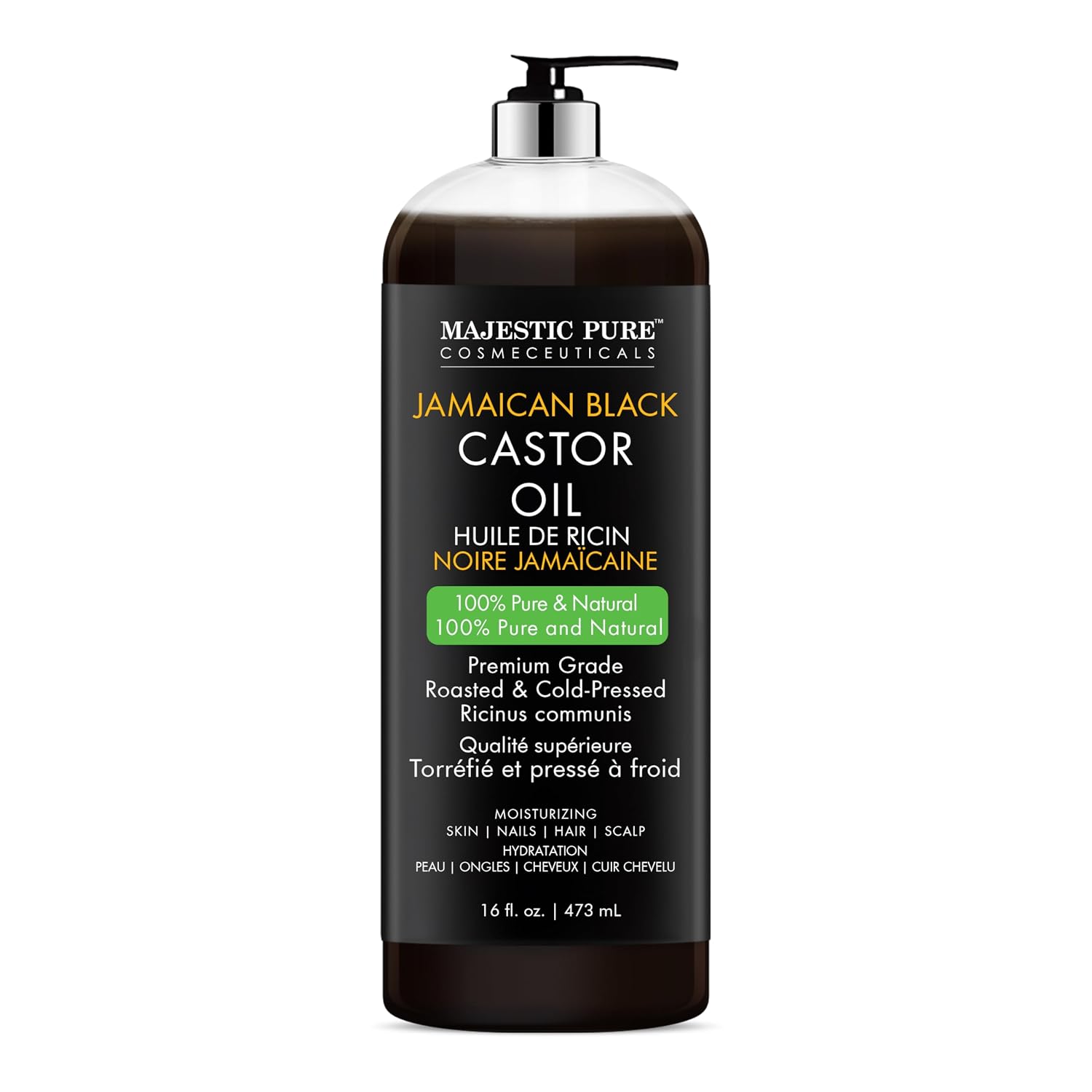 Majestic Pure Jamaican Black Castor Oil, 100% Natural Oil - 16 Fl Oz