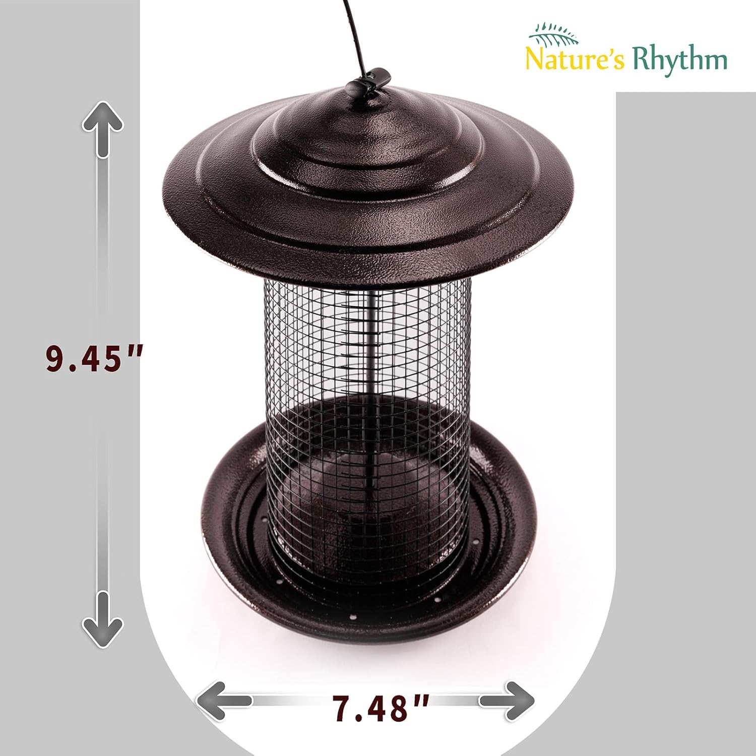 Outdoor Metal Mesh Bird Feeder, Cylindrical Metal Mesh Feeder with Dome Lid Feeder, Holds 2.5lb of Seed, Suitable for Multiple Seeds