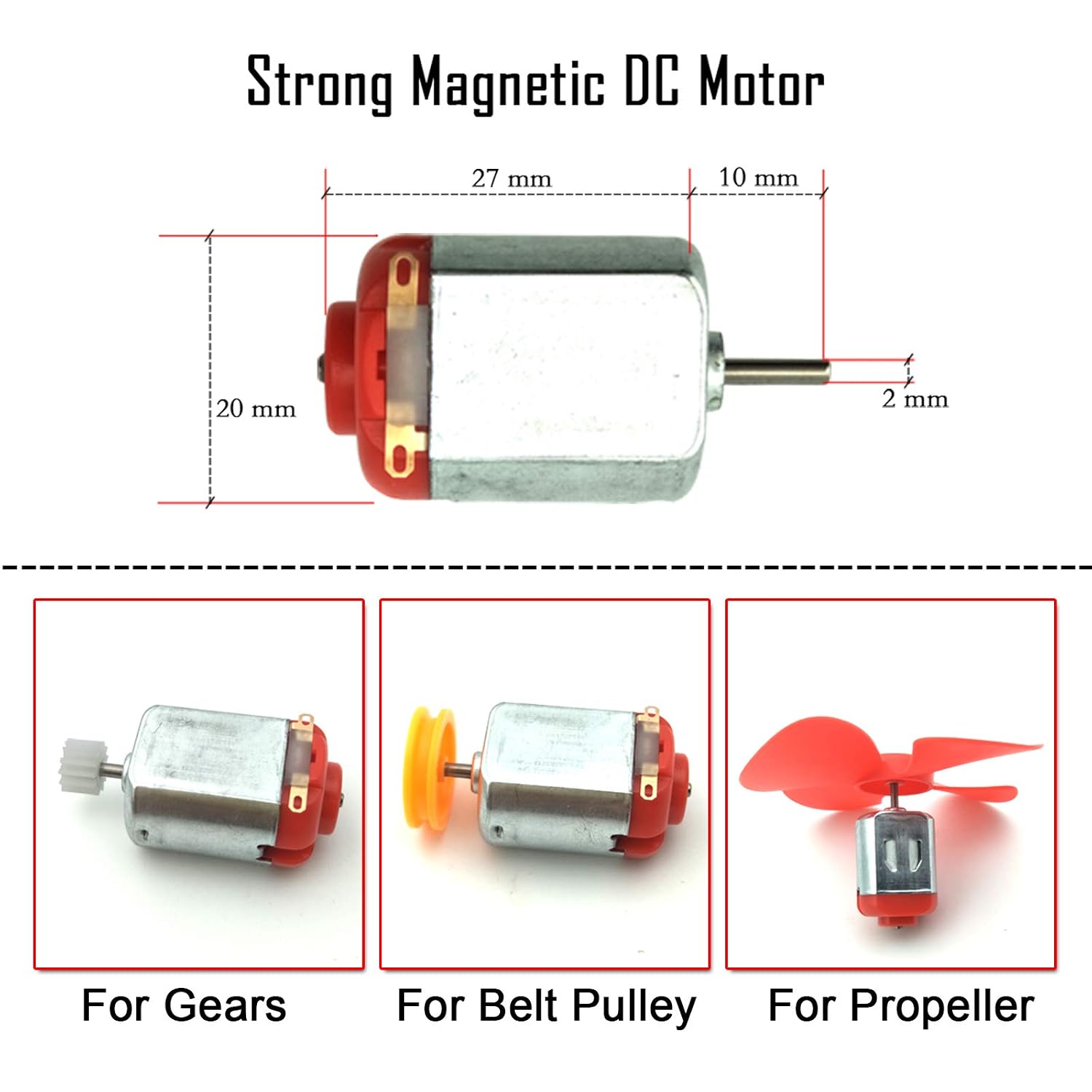 18 Set DC Motors Kit, Mini Electric Hobby Motor 3V -12V 25000 RPM Strong Magnetic with Shaft Propeller, 2 x AA Battery Holder