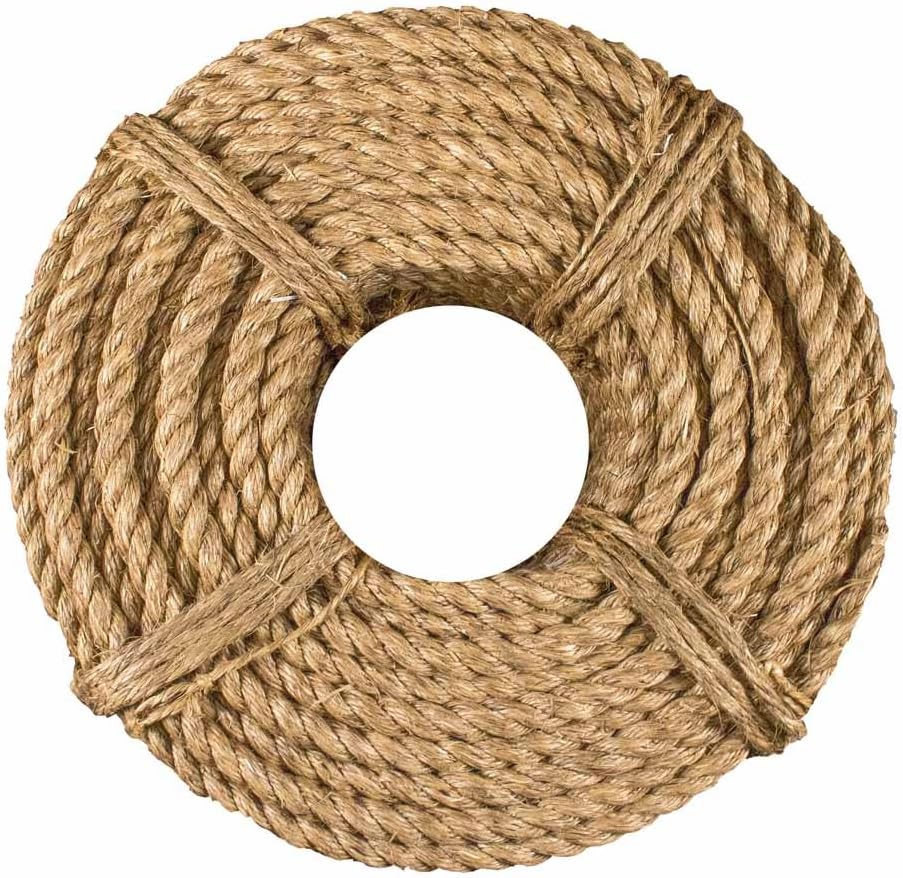 Twisted Manila Hemp Rope (1 Inch x 25 Feet)