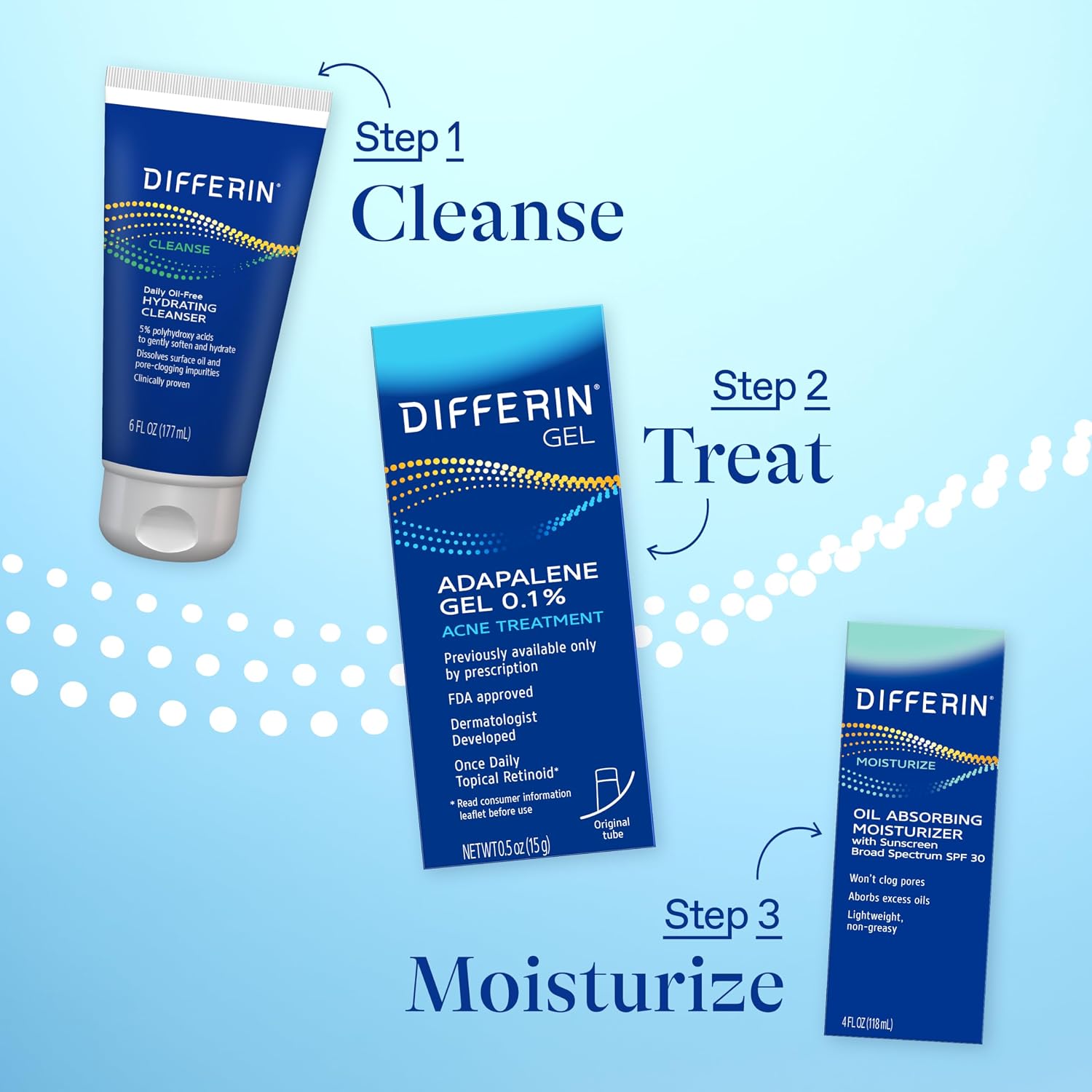 Differin Acne Retinoid Treatment Gel, 0.1% Adapalene, 45g Tube, 2ct