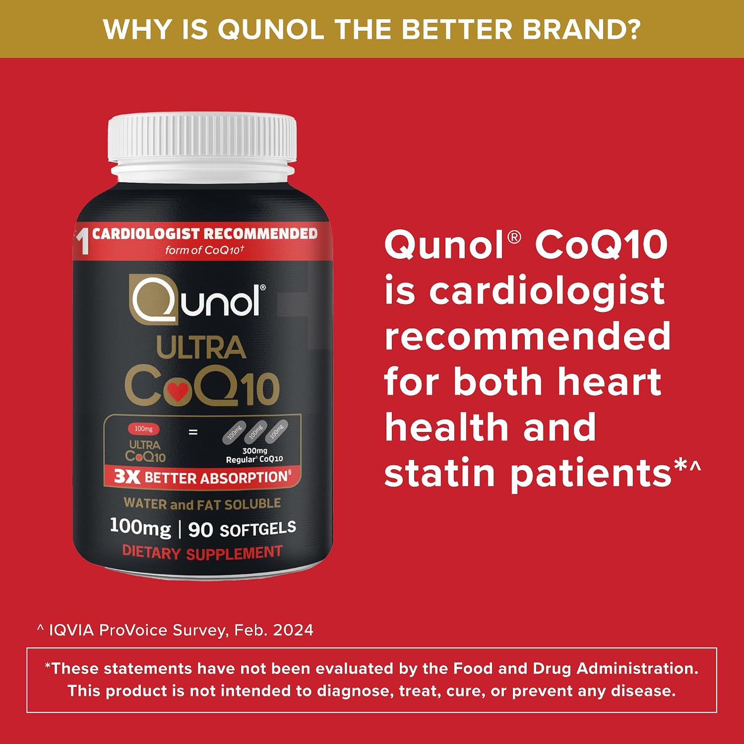 Qunol Ultra CoQ10 100mg, 3X Better Absorption, Antioxidant, 240 Softgels | #1 Cardiologist Recommended Supplement for Heart Health, Coenzyme Q10 Supplement to support Vascular Health & Cellular Energy