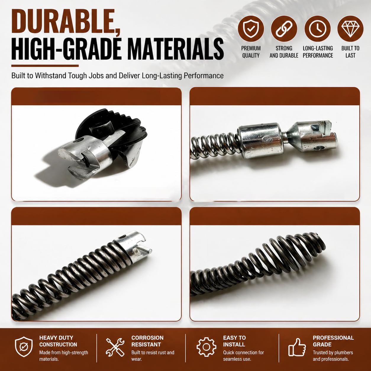 10PCS K-400 Drain Snake Drill Attachment Kit - 5/8 Inch Auger Cutter Heads & Spiral Tips Set for K-400 C-4/C-6/C-7/C-8/C-9