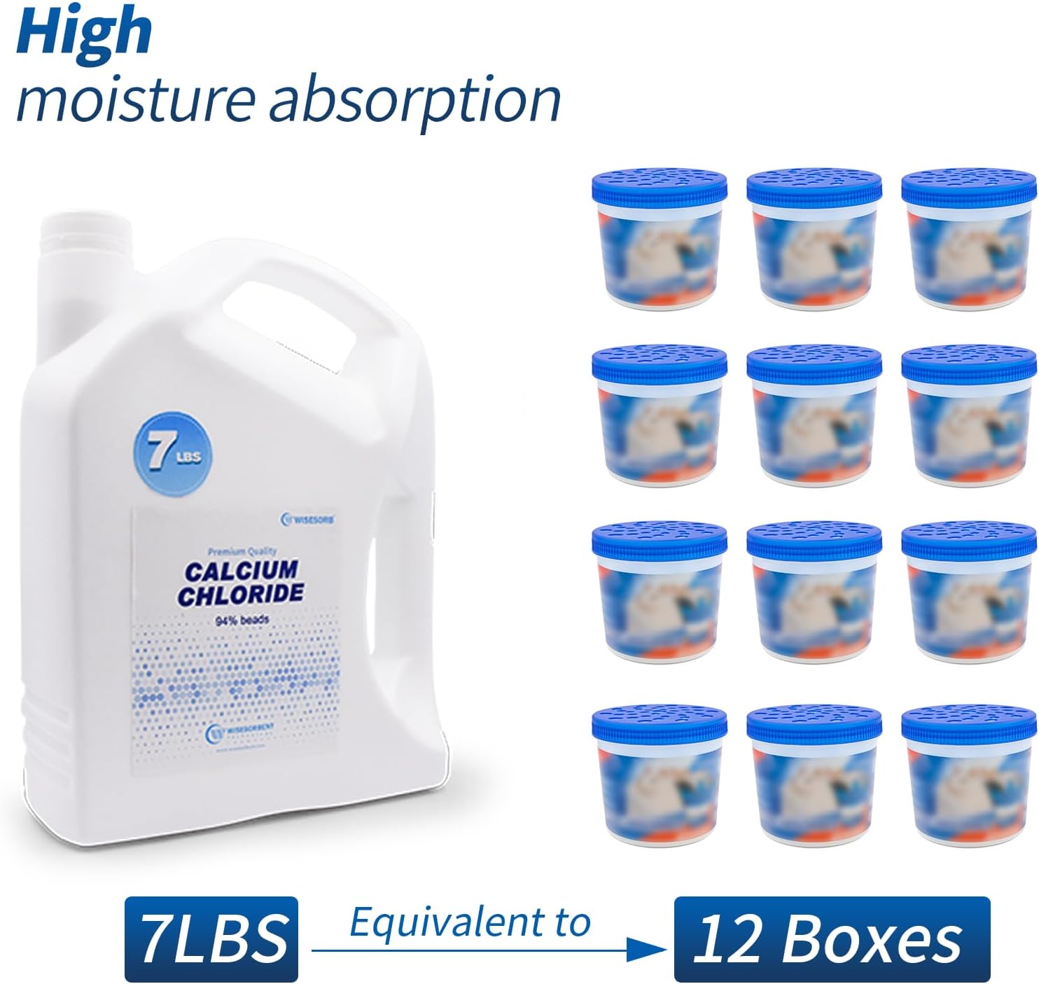 Wisesorb 7 LBS Calcium Chloride Desiccant, Moisture Absorbers Refill Beads - Fragrance Free, Moisture Absorber Refill