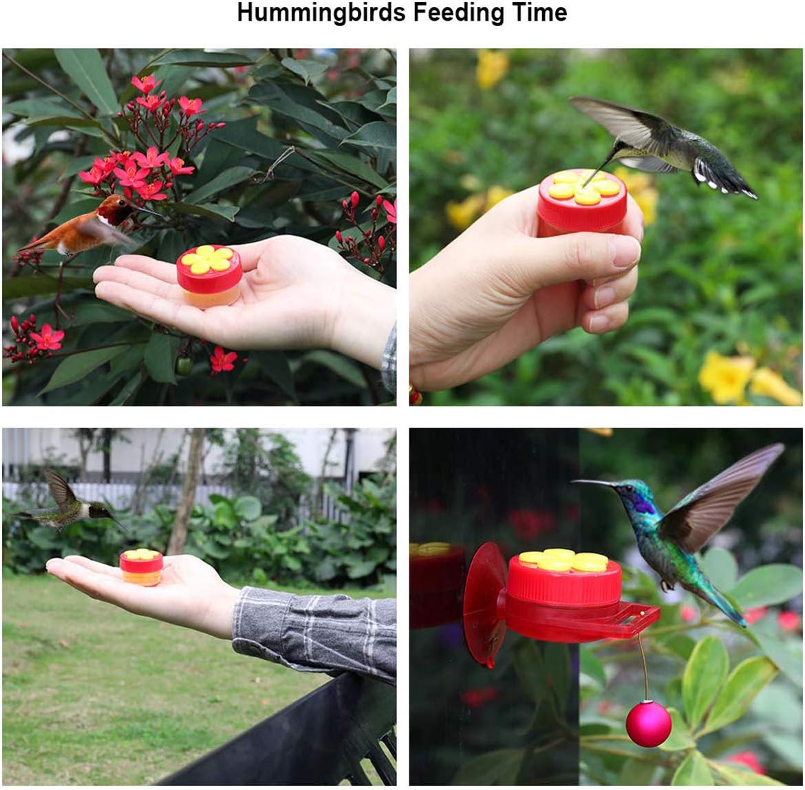 Naomo Handheld Hummingbird Feeders with Suction Cup, Multifunctional Mini Hummingbird Feeder with Perches for Outdoors