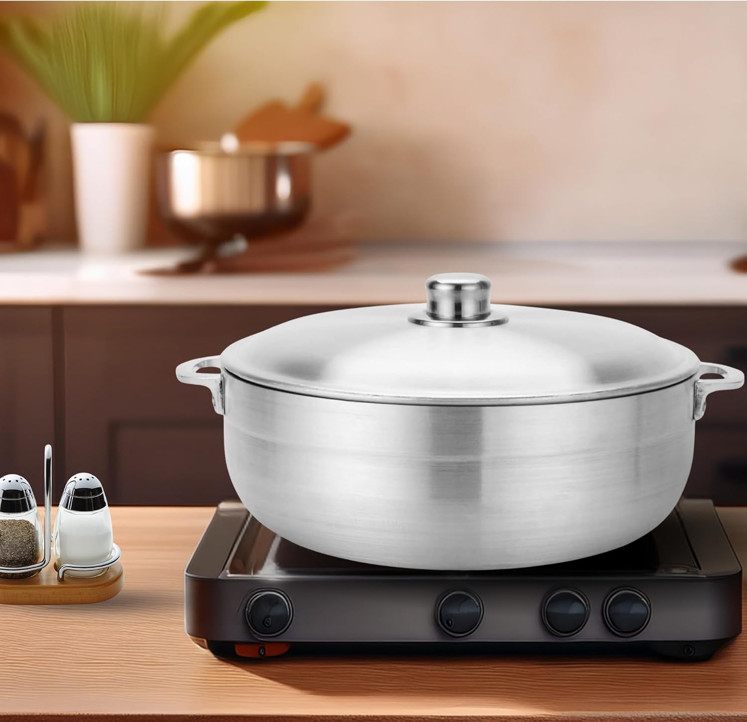 Alpine Cuisine 13-Quart Nonstick Aluminum Caldero Pot | Heavy-Duty Dutch Oven for Large Family Meals, Stews & Rice
