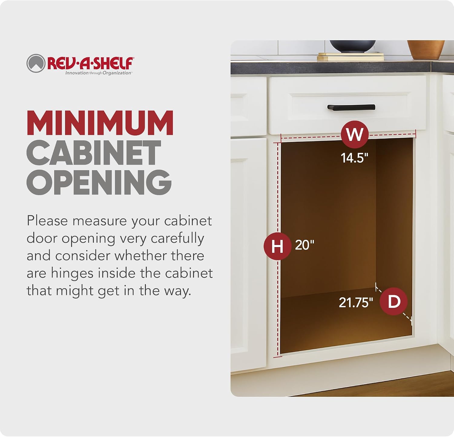 Rev-A-Shelf 35 Qt Bottom Mount Single Pullout Under Cabinet Kitchen Trash Cans for Base Cabinets, 150 Pound Rated Full-Extension Slides, Min Opening Width of 11.5", Silver, 4WCBM-15DM-1