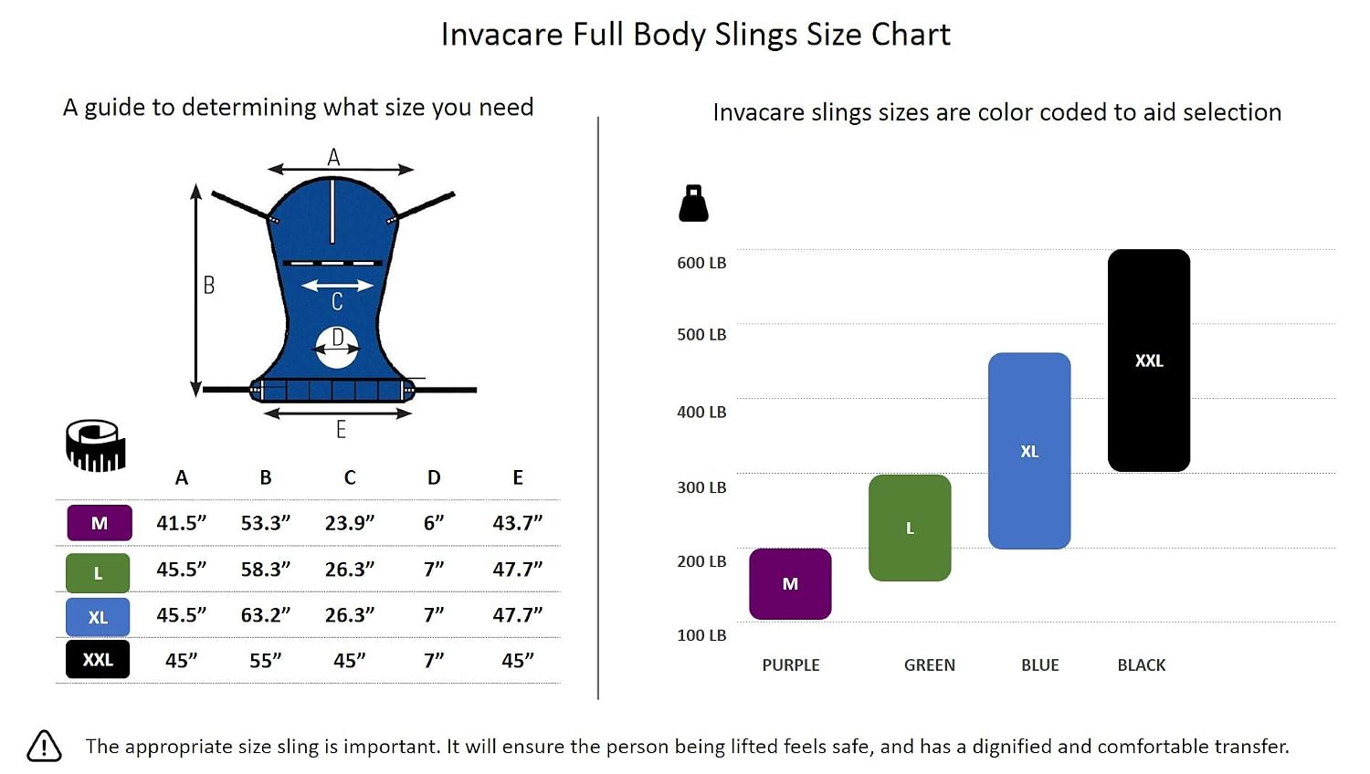 Invacare Reliant Full Body Sling for Patient Lifts, Solid Fabric, X-Large, R117