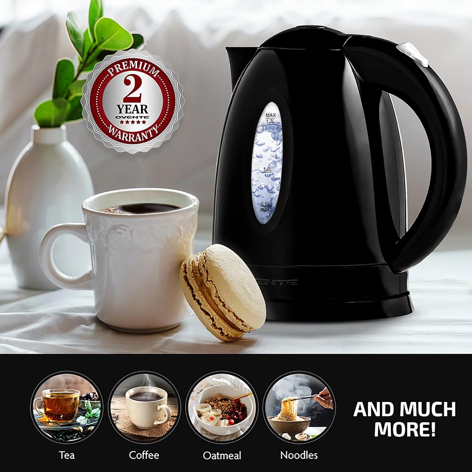 OVENTE 1.7L Electric Kettle with 1100W Fast Boiling Water, Green KP72G