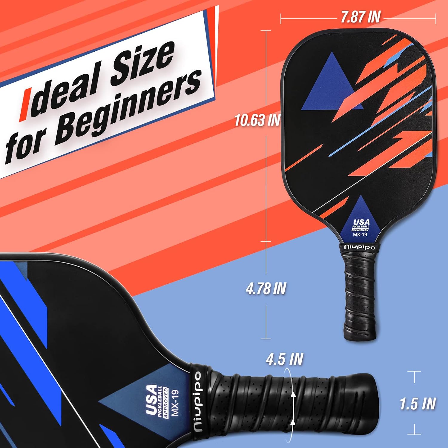 niupipo Pickleball Paddles Set of 2 or 4, USAPA Approved Fiberglass Pickleball Paddle Set with Balls and Bag, Polypropylene Honeycomb Core