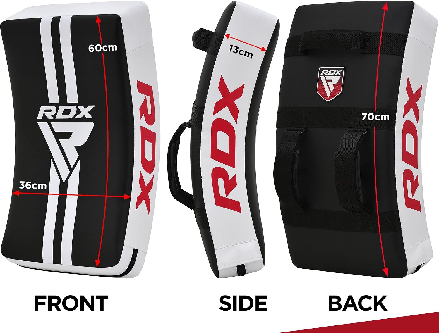 RDX Kick Shield Muay Thai Kickboxing, Heavy Curved Kicking Striking Body Pad, Punching Foot Target MMA Boxing Training, 3 Padded Handles
