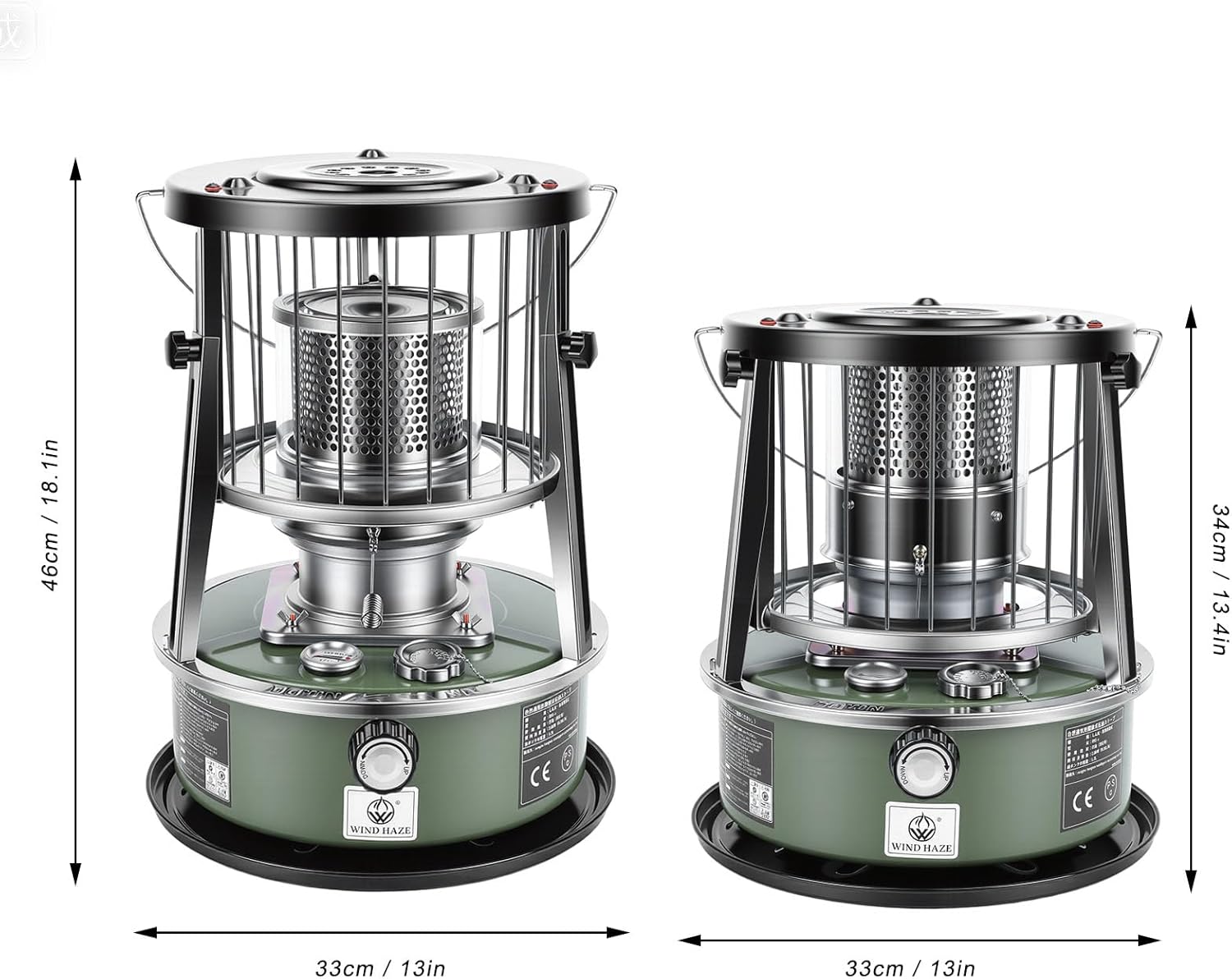 Portable Kerosene Heater, 2.6KW Radiant Space Heater Adjustable Height Non Electric Oil Heating with 5.2L Tank Funnel
