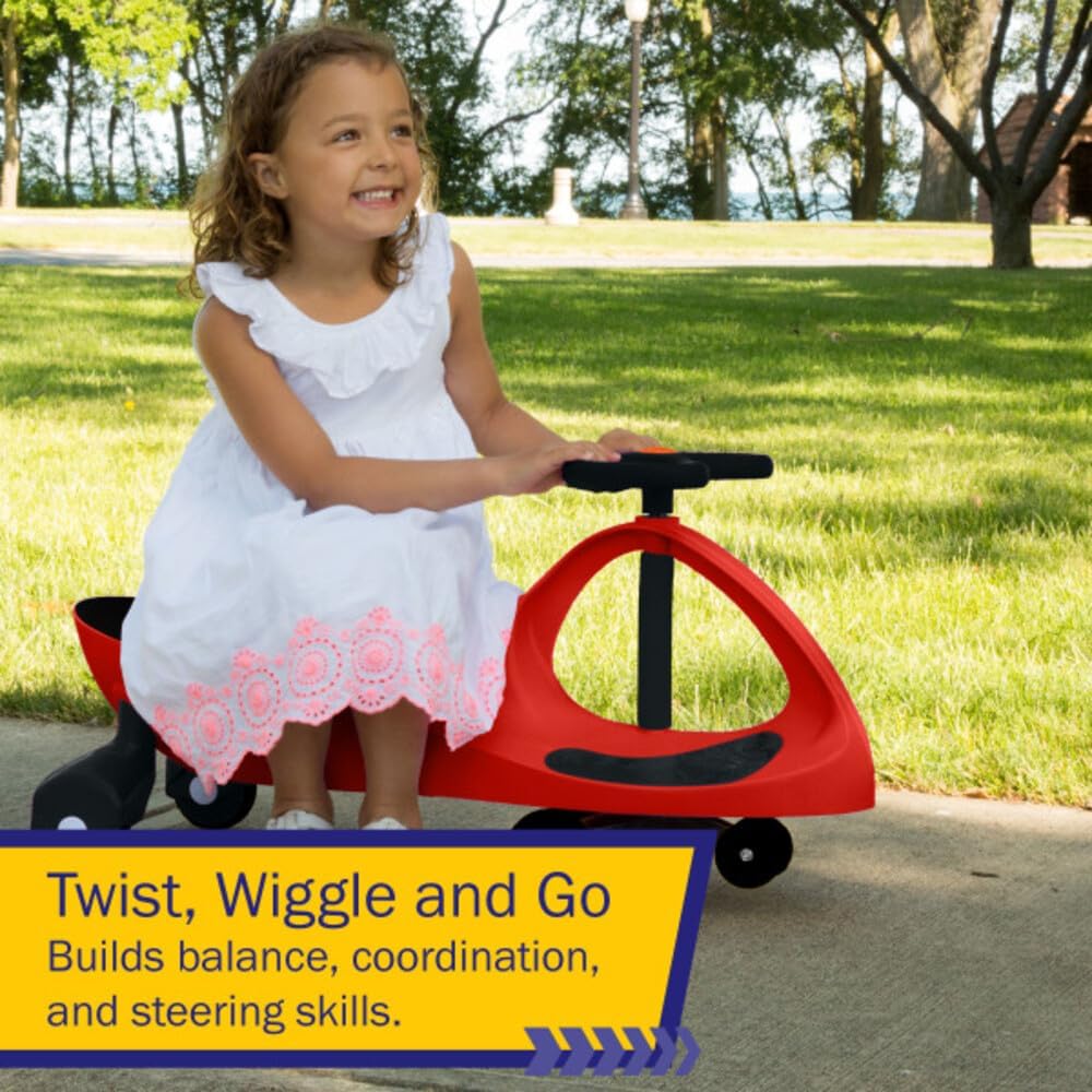 Wiggle Car Ride On Toy - No Batteries, Gears or Pedals - Twist, Swivel, Go - Outdoor Ride Ons for Kids 3 Years and Up by Lil' Rider (Hot Pink and Black)