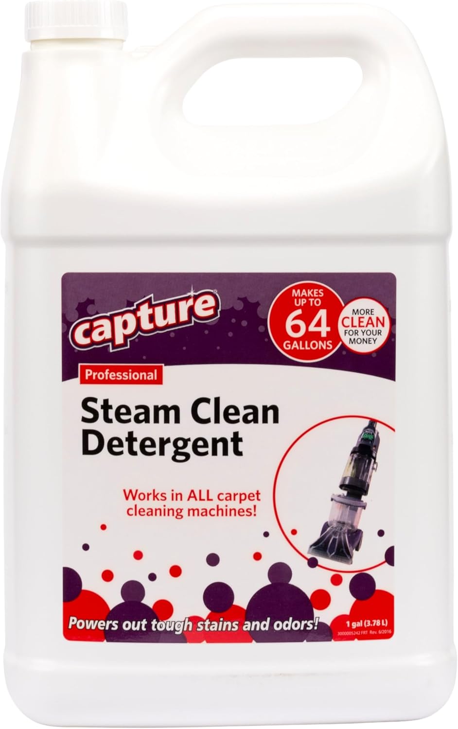 Capture Professional Steam Clean Detergent for All Machines - Home, Car, Dogs & Cats Pet Carpet Cleaner Solution - Strength Odor Eliminator