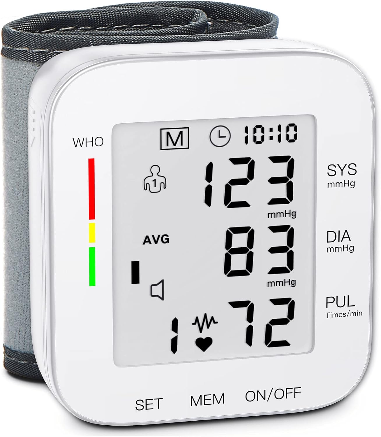 MMIZOO Wrist Blood Pressure Monitor BP Machine with Carrying Case White