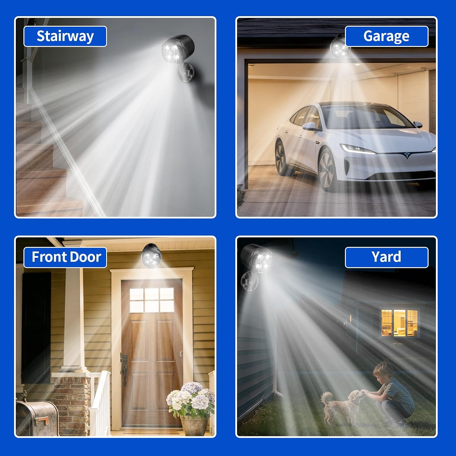 Battery Powered Outdoor Motion Sensor Light, 600LM 6000K Waterproof Wide-Angle Detection Auto On/Off LED Security Light for Garage, Yard, Front Door