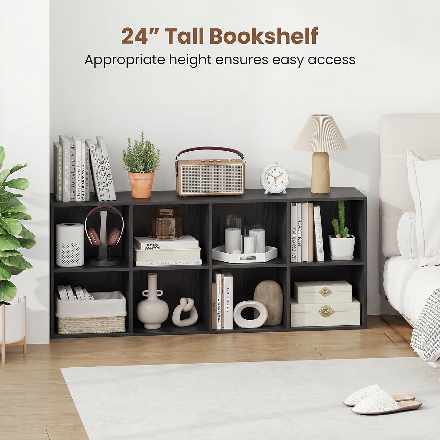 Giantex 8-Cube Bookcase, 3-Tier Cubby Bookshelf, Horizontal Vertical Display Rack with Anti-Tipping Kits, Modern Storage Organizer Shelf Unit for Bedroom, Living Room, Study (Natural, 8-Cube)