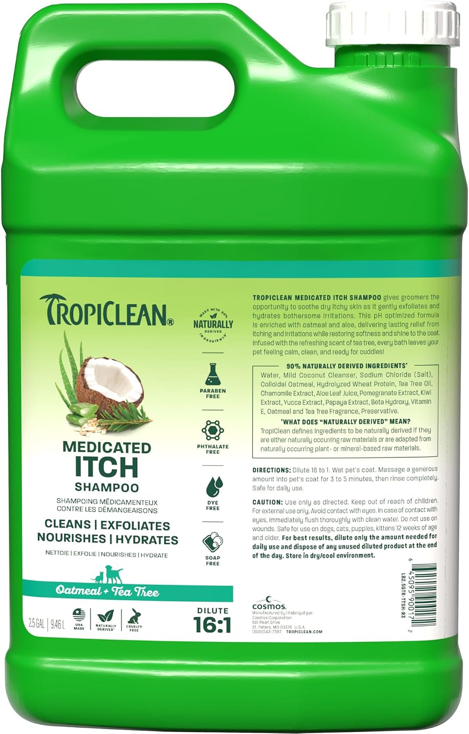 TropiClean Deodorizing Dog Shampoo for Smelly Pets, Professional Dog Shampoo, Long Lasting Odor Control, Puppy Safe, USA Made, Berry Scent, 1 Gal