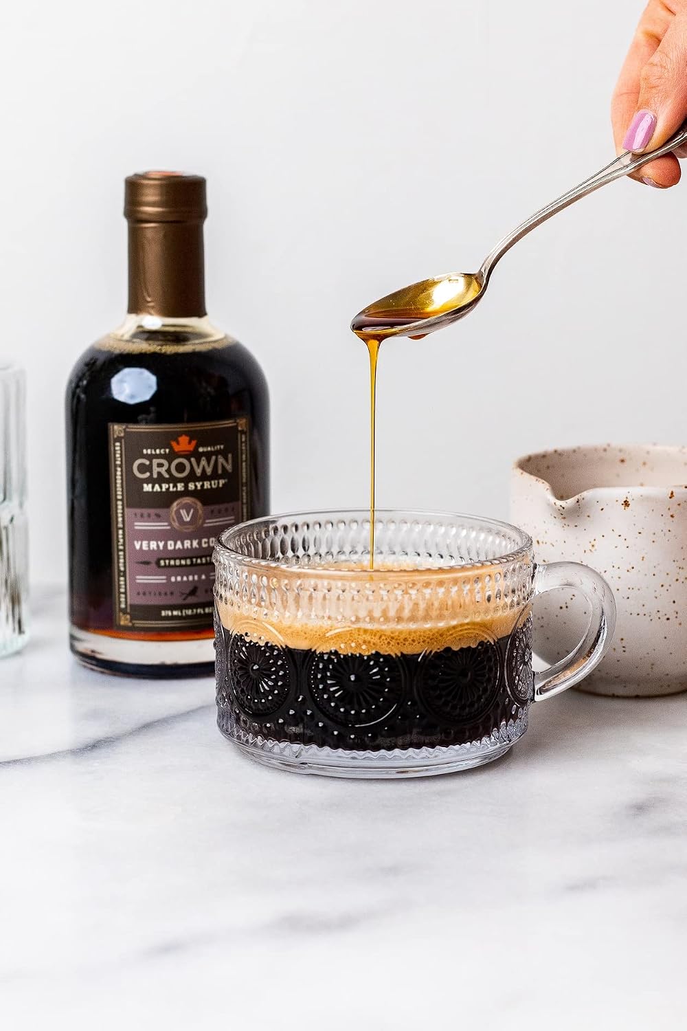 Crown Maple Organic 100% Pure Amber Color Rich Taste Maple Syrup, Flavor Marinades, Cocktails, Pancakes, Squash & Bacon, 12.7 Fl Oz