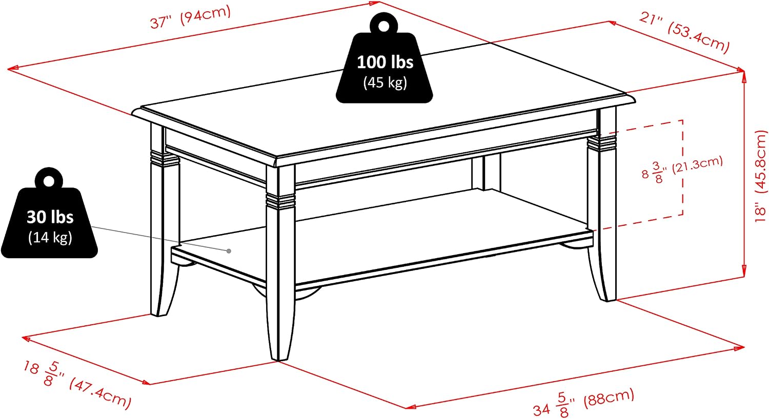 Winsome Nolan Coffee Table | Small Table with Storage, Practical and Elegant Living Room Decor, Stylish Furniture Essentials for New Homes, Apartments